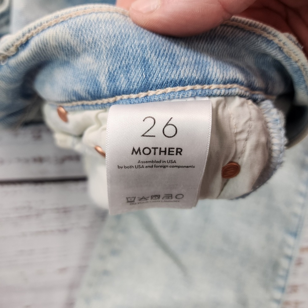 MOTHER The Insider Crop Step Fray Jeans Women 26 Smooth Sailing Light Wash - Picture 5 of 10